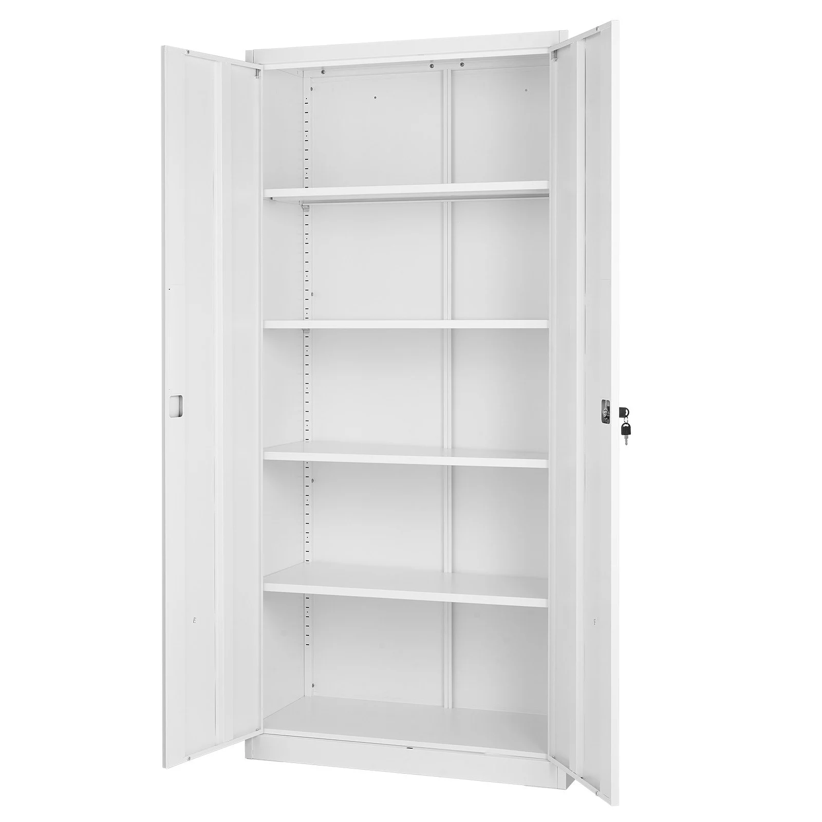 Metal Storage Cabinet, 68.9 in Lockable Steel Garage Cabinet with 4 Adjustable Shelves, 2 Magnetic Doors, 2 Keys, 5 Tiers Tool Storage for Pantry, Warehouse, Basement, Laundry, Office, White - Image 9