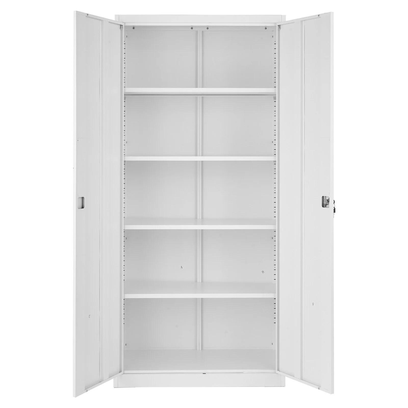 Metal Storage Cabinet, 68.9 in Lockable Steel Garage Cabinet with 4 Adjustable Shelves, 2 Magnetic Doors, 2 Keys, 5 Tiers Tool Storage for Pantry, Warehouse, Basement, Laundry, Office, White - Image 11