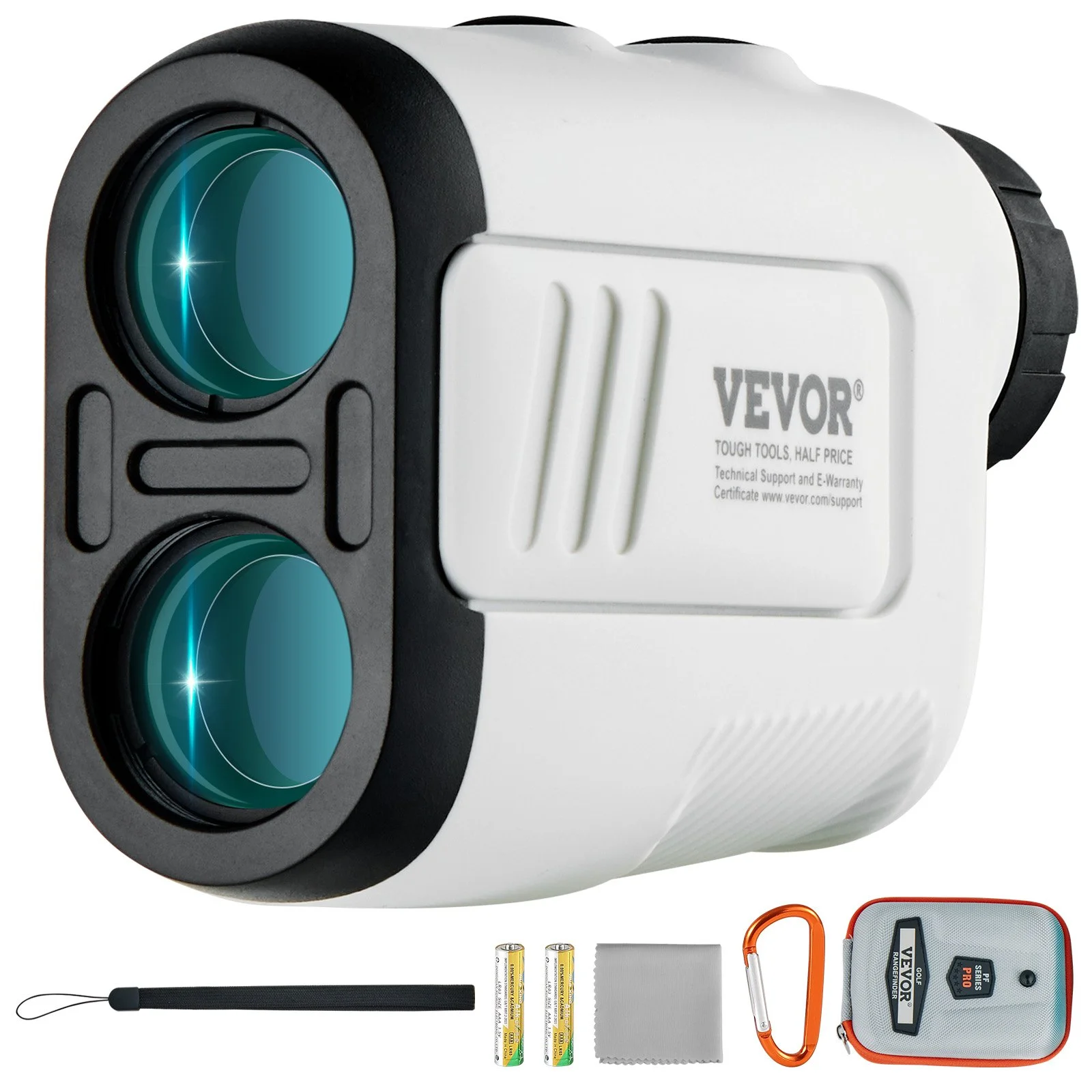 Golf Rangefinder, 650 Yards Laser Golfing Hunting Range Finder, 6X Magnification Distance Measuring, Golfing Accessory with High-Precision Flag Lock, Slope Switch, Continuous Scan, and Batteries
