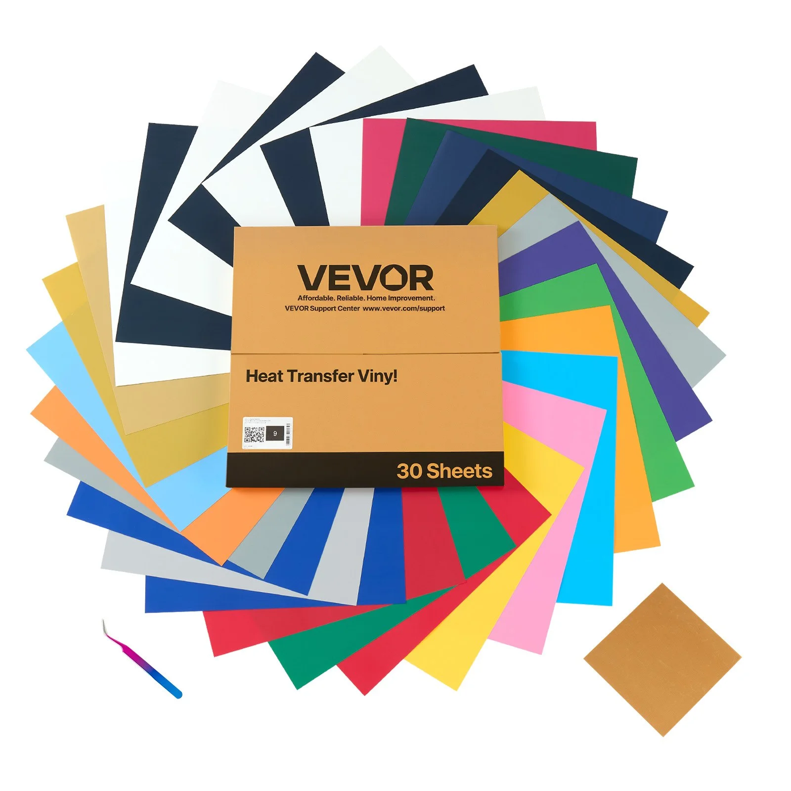 Heat Transfer Vinyl, 30 Pack, 12 x 12 in, Assorted Colors HTV Iron on Vinyl Bundle, Easy to Cut and Weed, with Accessories, Compatible with Cutting Machines, for Various Materials, T-shirts